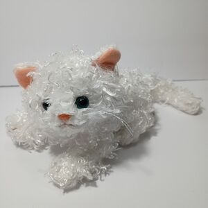 Tangerine Press White Kitten Cat 10" long Blue green eyes Super Soft All ages